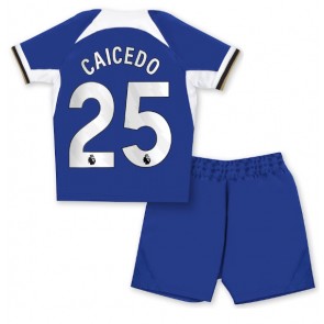 Maillot de foot Chelsea Moises Caicedo #25 Domicile enfant 2023-24 Manches Courte (+ pantalon court)